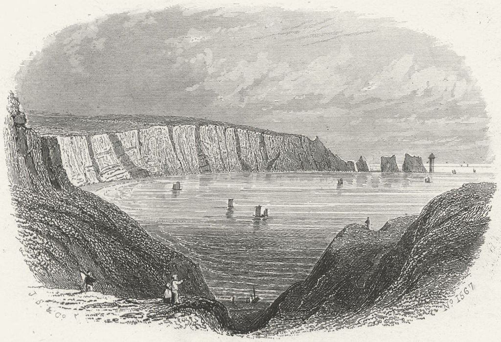 IOW. Alum Bay c1850 old antique vintage print picture